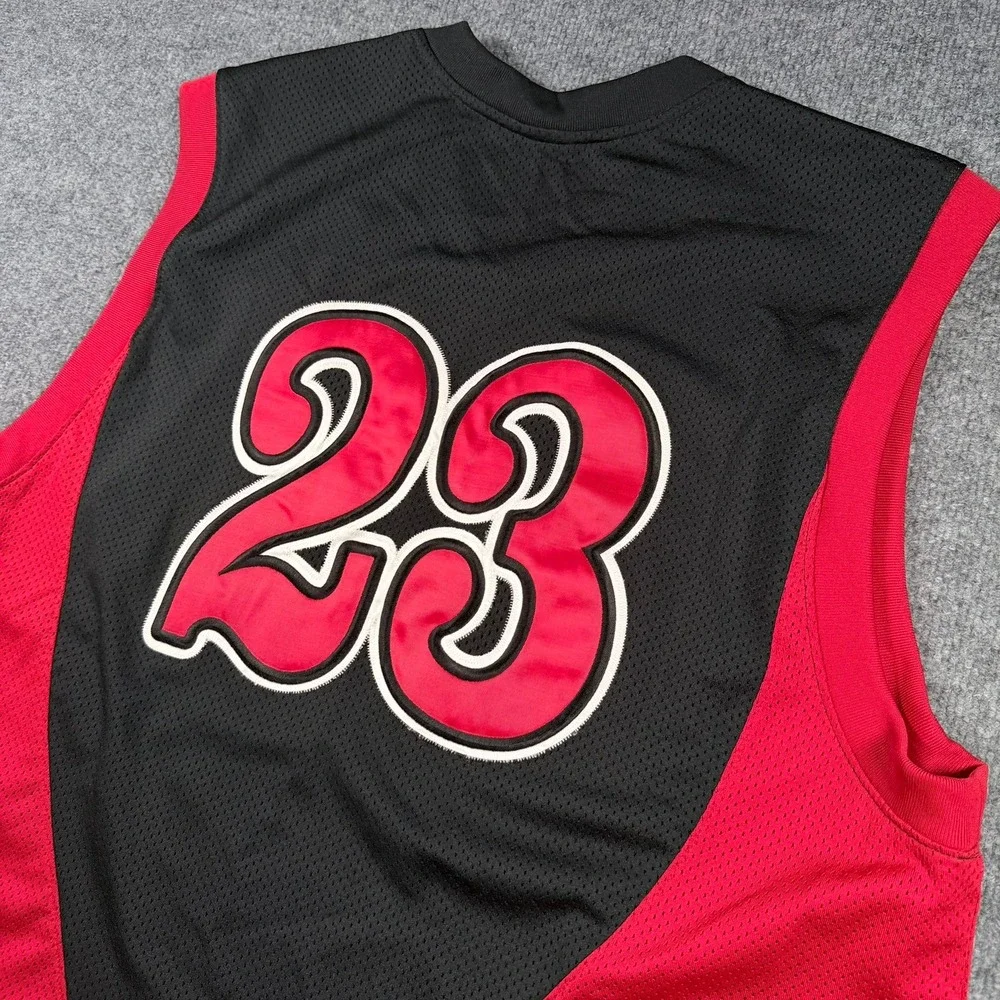 Jordan Basketball Vintage Jersey Mens XL Red Black 23 Mesh Sleeveless VNeck Tank